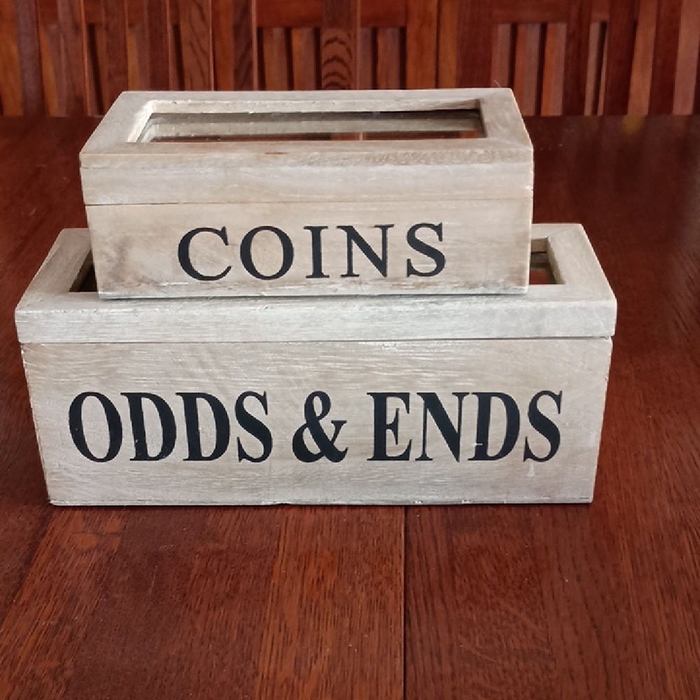 Wood Storage Boxes Rustic Whitewash Decor Hinged Glass Lids